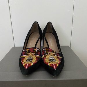 One of a kind! Beaded Kitten Heel Pump.